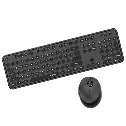 Mofii Sweet Keyboard Mouse Combo Pure Color 2.4G Wireless Keyboard Mouse Set Circular Suspension Key Cap for PC Laptop
