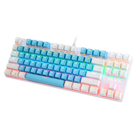 87 Keys Wired Mechanical Keyboard Mixed Light Mechanical Keyboard with Mechanical Blue Switch Suspension Button