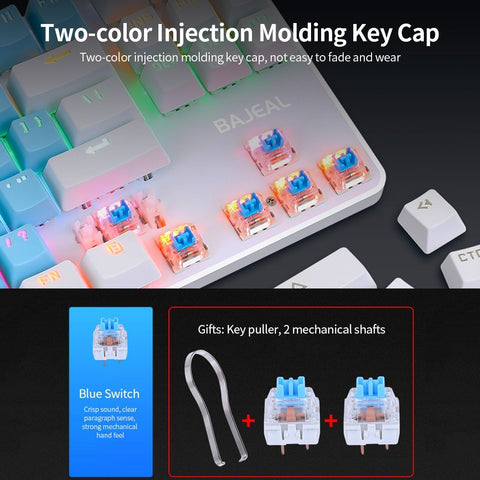 87 Keys Wired Mechanical Keyboard Mixed Light Mechanical Keyboard with Mechanical Blue Switch Suspension Button
