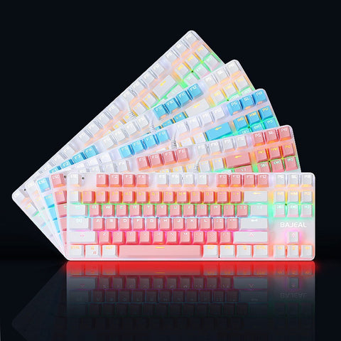 87 Keys Wired Mechanical Keyboard Mixed Light Mechanical Keyboard with Mechanical Blue Switch Suspension Button