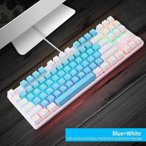 87 Keys Wired Mechanical Keyboard Mixed Light Mechanical Keyboard with Mechanical Blue Switch Suspension Button