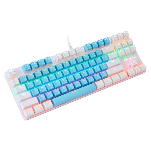 87 Keys Wired Mechanical Keyboard Mixed Light Mechanical Keyboard with Mechanical Blue Switch Suspension Button