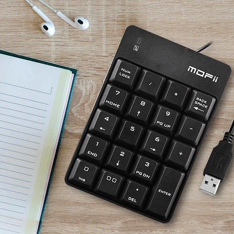 Mofii X810 USB Wired Keyboard Numeric Keyboard Portable 18 Keys Office Keyboard Financial Accounting Keyboard Black
