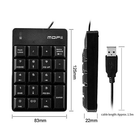 Mofii X810 USB Wired Keyboard Numeric Keyboard Portable 18 Keys Office Keyboard Financial Accounting Keyboard Black