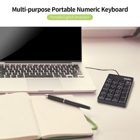 Mofii X810 USB Wired Keyboard Numeric Keyboard Portable 18 Keys Office Keyboard Financial Accounting Keyboard Black