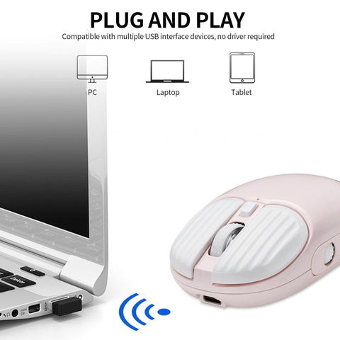 DEEPSKY BG90 Dual-mode Wireless Rechargeable Mouse BT5.0+2.4G Optical Mouse with 6 Adjustable DPI Office Gaming Mouse Pink