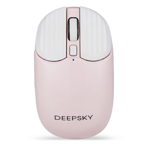 DEEPSKY BG90 Dual-mode Wireless Rechargeable Mouse BT5.0+2.4G Optical Mouse with 6 Adjustable DPI Office Gaming Mouse Pink