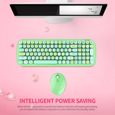 Mofii Candy XR 2.4G Wireless Keyboard Mouse Combo with 100-key Round Keycaps Mixed Color Keyboard 4-key Ergonomic Mouse Green