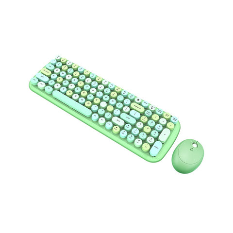 Mofii Candy XR 2.4G Wireless Keyboard Mouse Combo with 100-key Round Keycaps Mixed Color Keyboard 4-key Ergonomic Mouse Green