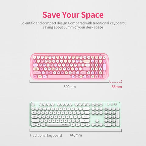 Mofii Candy XR 2.4G Wireless Keyboard Mouse Combo with 100-key Round Keycaps Mixed Color Keyboard 4-key Ergonomic Mouse Green