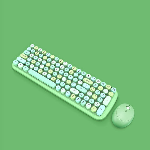 Mofii Candy XR 2.4G Wireless Keyboard Mouse Combo with 100-key Round Keycaps Mixed Color Keyboard 4-key Ergonomic Mouse Green