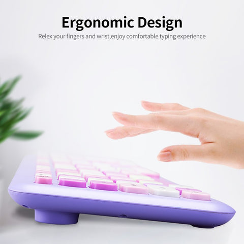 Mofii 666 Keyboard Mouse Combo Wireless 2.4G Mixed Color 110 Key Keyboard Mouse Set with Round Punk Keycaps for Girl Green