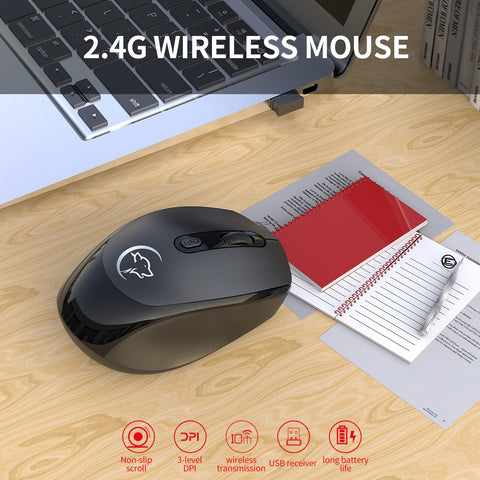 YWYT G839 2.4G Wireless Optical Mouse 1200/1600/2400 Adjustable DPI Ergonomic Gaming Office Mouse for PC/Laptop