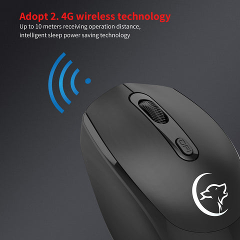 YWYT G839 2.4G Wireless Optical Mouse 1200/1600/2400 Adjustable DPI Ergonomic Gaming Office Mouse for PC/Laptop