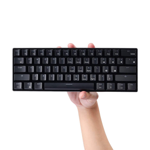 RK61 BT&Wired Dual Mode Keyboard Yellow Backlight 61 Key Mini Mechanical Keyboard for Phone/Tablet Black with OUTEMU Red Switches