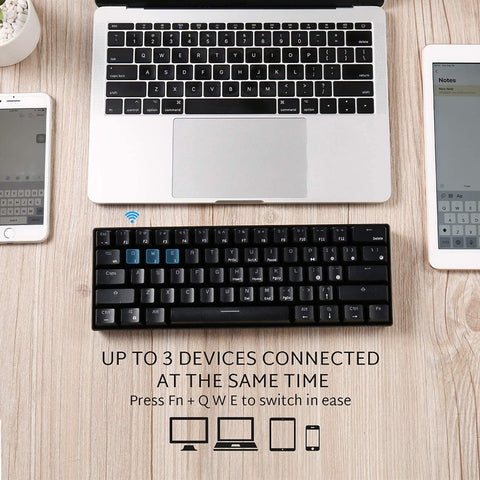 RK61 BT&Wired Dual Mode Keyboard Yellow Backlight 61 Key Mini Mechanical Keyboard for Phone/Tablet Black with OUTEMU Red Switches