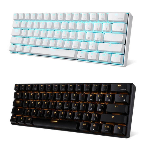 RK61 BT&Wired Dual Mode Keyboard Yellow Backlight 61 Key Mini Mechanical Keyboard for Phone/Tablet Black with OUTEMU Red Switches