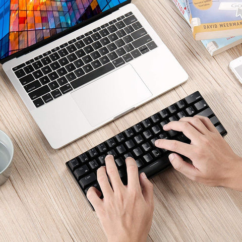 RK61 BT&Wired Dual Mode Keyboard Yellow Backlight 61 Key Mini Mechanical Keyboard for Phone/Tablet Black with OUTEMU Red Switches