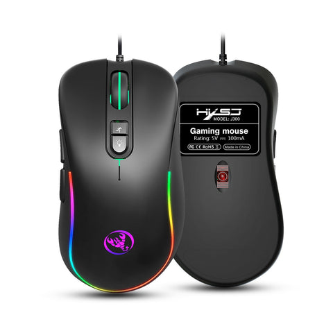 HXSJ J300+V400 Keyboard and Mouse Combo RGB Lighting Programmable Gaming Mouse+One-handed Game Keyboard