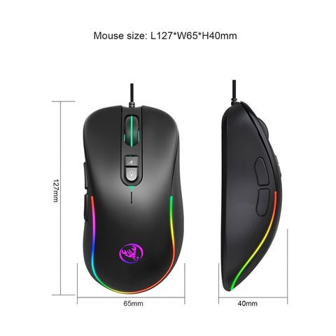 HXSJ J300+V400 Keyboard and Mouse Combo RGB Lighting Programmable Gaming Mouse+One-handed Game Keyboard