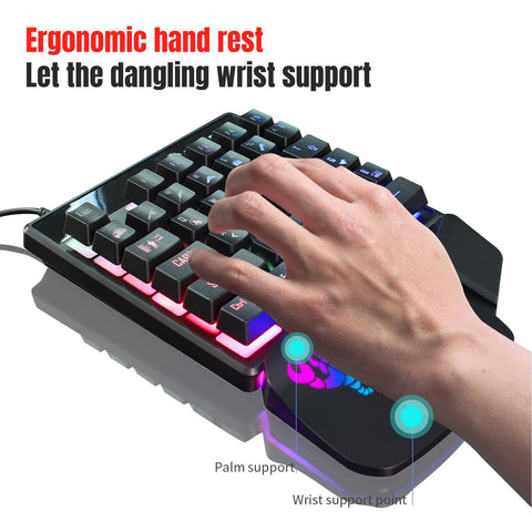 HXSJ J300+V400 Keyboard and Mouse Combo RGB Lighting Programmable Gaming Mouse+One-handed Game Keyboard
