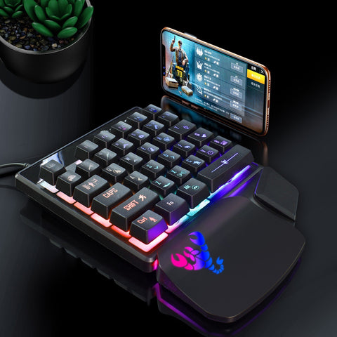 HXSJ J300+V400 Keyboard and Mouse Combo RGB Lighting Programmable Gaming Mouse+One-handed Game Keyboard