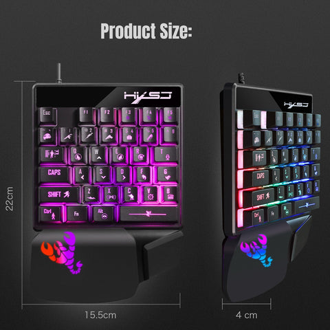 HXSJ J300+V400 Keyboard and Mouse Combo RGB Lighting Programmable Gaming Mouse+One-handed Game Keyboard