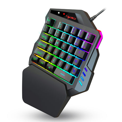 HXSJ J300+V500 Keyboard and Mouse Combo RGB Lighting Programmable Gaming Mouse+One-handed Game Keyboard