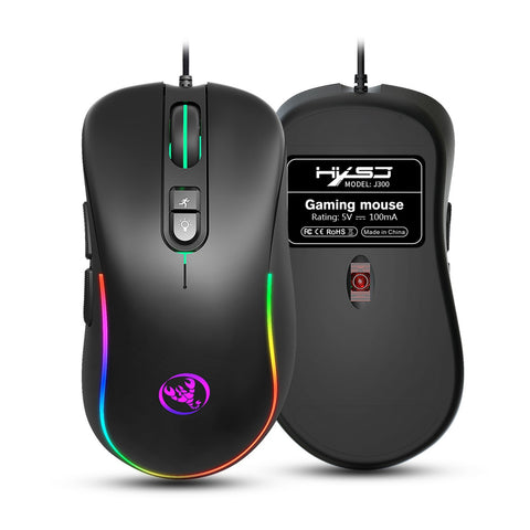 HXSJ J300+V500 Keyboard and Mouse Combo RGB Lighting Programmable Gaming Mouse+One-handed Game Keyboard