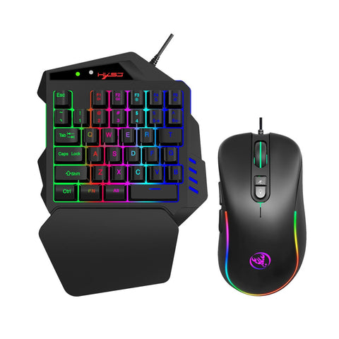 HXSJ J300+V500 Keyboard and Mouse Combo RGB Lighting Programmable Gaming Mouse+One-handed Game Keyboard