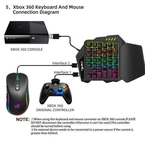 HXSJ J300+V500 Keyboard and Mouse Combo RGB Lighting Programmable Gaming Mouse+One-handed Game Keyboard