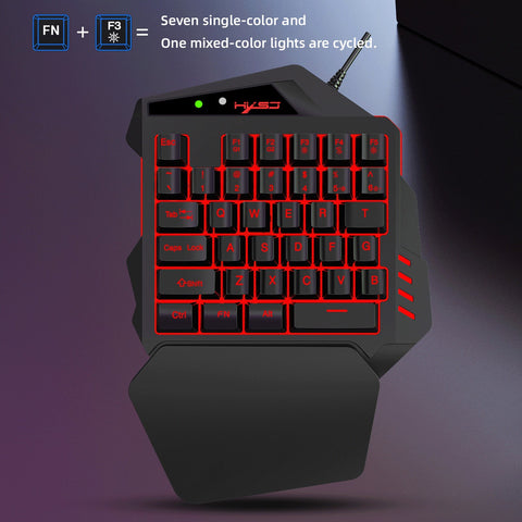 HXSJ J300+V500 Keyboard and Mouse Combo RGB Lighting Programmable Gaming Mouse+One-handed Game Keyboard