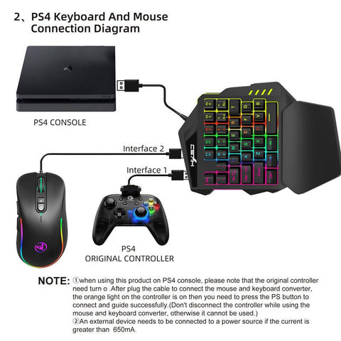 HXSJ J300+V500 Keyboard and Mouse Combo RGB Lighting Programmable Gaming Mouse+One-handed Game Keyboard