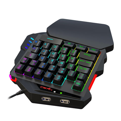 HXSJ J300+V500 Keyboard and Mouse Combo RGB Lighting Programmable Gaming Mouse+One-handed Game Keyboard