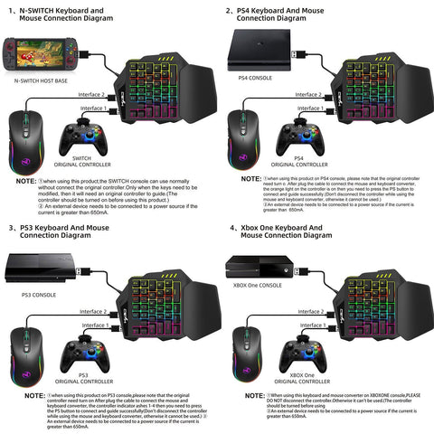 HXSJ J300+V500 Keyboard and Mouse Combo RGB Lighting Programmable Gaming Mouse+One-handed Game Keyboard