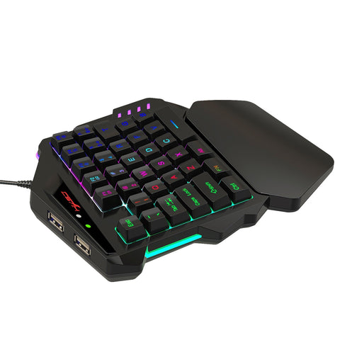 HXSJ J300+V500 Keyboard and Mouse Combo RGB Lighting Programmable Gaming Mouse+One-handed Game Keyboard