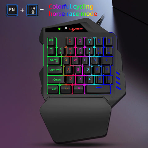 HXSJ J300+V500 Keyboard and Mouse Combo RGB Lighting Programmable Gaming Mouse+One-handed Game Keyboard