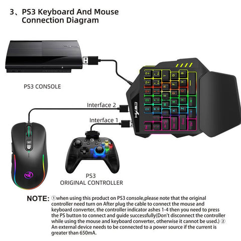 HXSJ J300+V500 Keyboard and Mouse Combo RGB Lighting Programmable Gaming Mouse+One-handed Game Keyboard