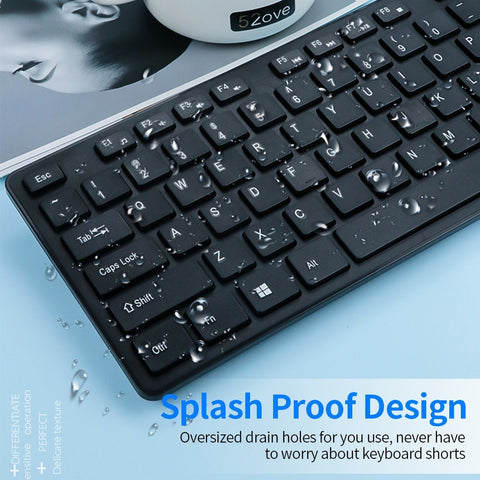 uFound R-752 Mouse and Keyboard Combo 106 keys 2.4G Transmission Keyboard + Wireless Mouse 1200DPI for Business Office Black