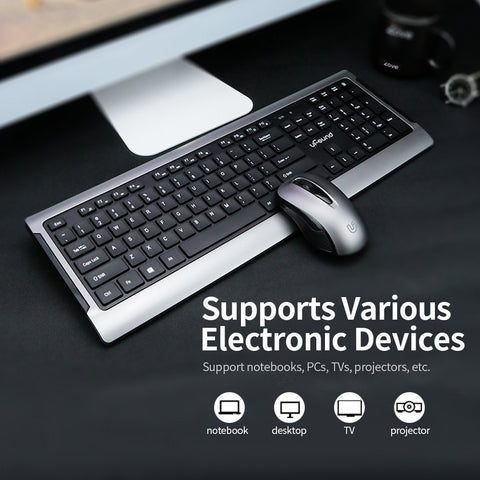uFound R-756 Mouse and Keyboard Combo 106 keys 2.4G Transmission Keyboard + Wireless Mouse 1200DPI for Business Office Grey