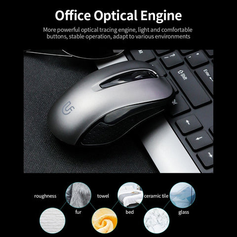 uFound R-756 Mouse and Keyboard Combo 106 keys 2.4G Transmission Keyboard + Wireless Mouse 1200DPI for Business Office Grey
