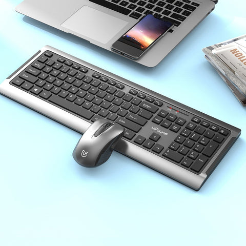 uFound R-756 Mouse and Keyboard Combo 106 keys 2.4G Transmission Keyboard + Wireless Mouse 1200DPI for Business Office Grey