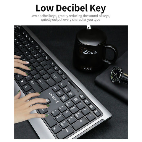 uFound R-756 Mouse and Keyboard Combo 106 keys 2.4G Transmission Keyboard + Wireless Mouse 1200DPI for Business Office Grey