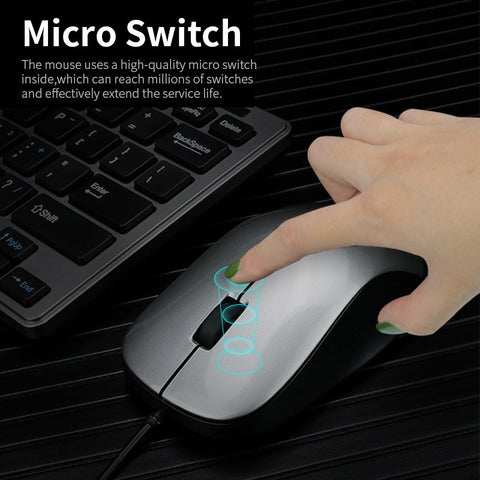uFound U-69 Wired Business Office Mouse USB Powered Mouse 1000DPI Office Mouse for Home/Office Silver