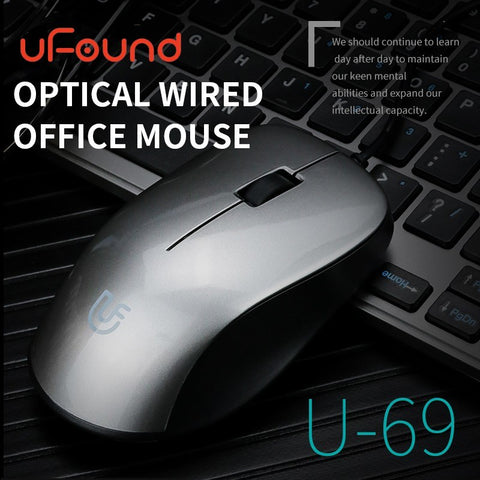 uFound U-69 Wired Business Office Mouse USB Powered Mouse 1000DPI Office Mouse for Home/Office Silver