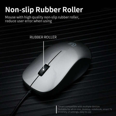 uFound U-69 Wired Business Office Mouse USB Powered Mouse 1000DPI Office Mouse for Home/Office Silver