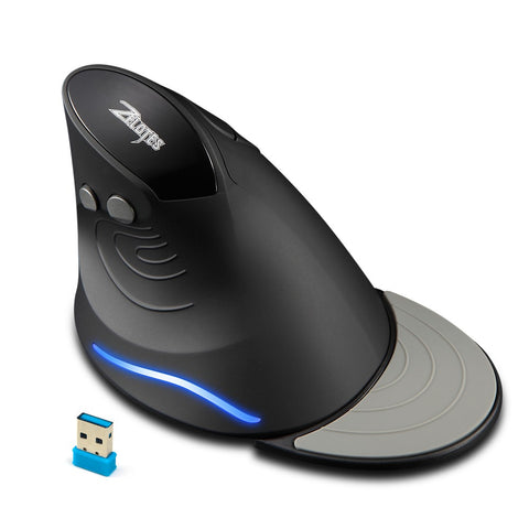 ZELOTES F-17 Vertical Mouse 2.4GHz Wireless Gaming Mouse 6 Keys Ergonomic Optical Mice with 3 Adjustable DPI for PC Laptop
