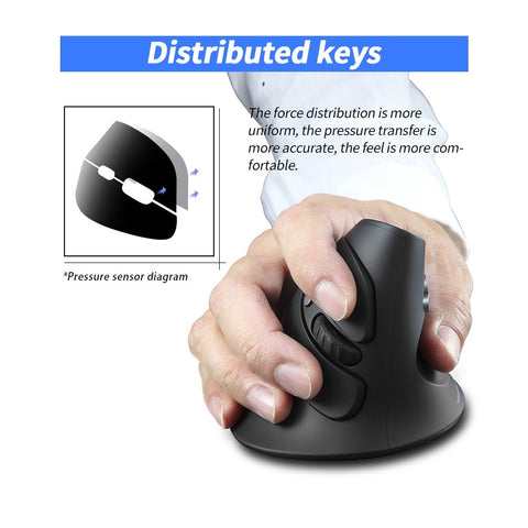 ZELOTES F-17 Vertical Mouse 2.4GHz Wireless Gaming Mouse 6 Keys Ergonomic Optical Mice with 3 Adjustable DPI for PC Laptop
