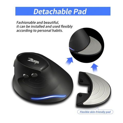 ZELOTES F-17 Vertical Mouse 2.4GHz Wireless Gaming Mouse 6 Keys Ergonomic Optical Mice with 3 Adjustable DPI for PC Laptop