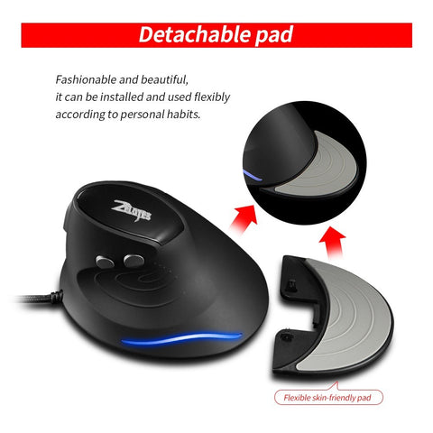 ZELOTES T-30 Wired Optical Mouse Vertical Mouse USB Wired Gaming Mouse 6 Keys Ergonomic Mice with 4 Adjustable DPI for PC Laptop